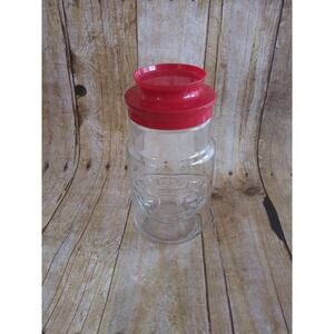 Vintage Anchor Hocking 1779 Liberty Bell Jar w/ red Lid (shelf)